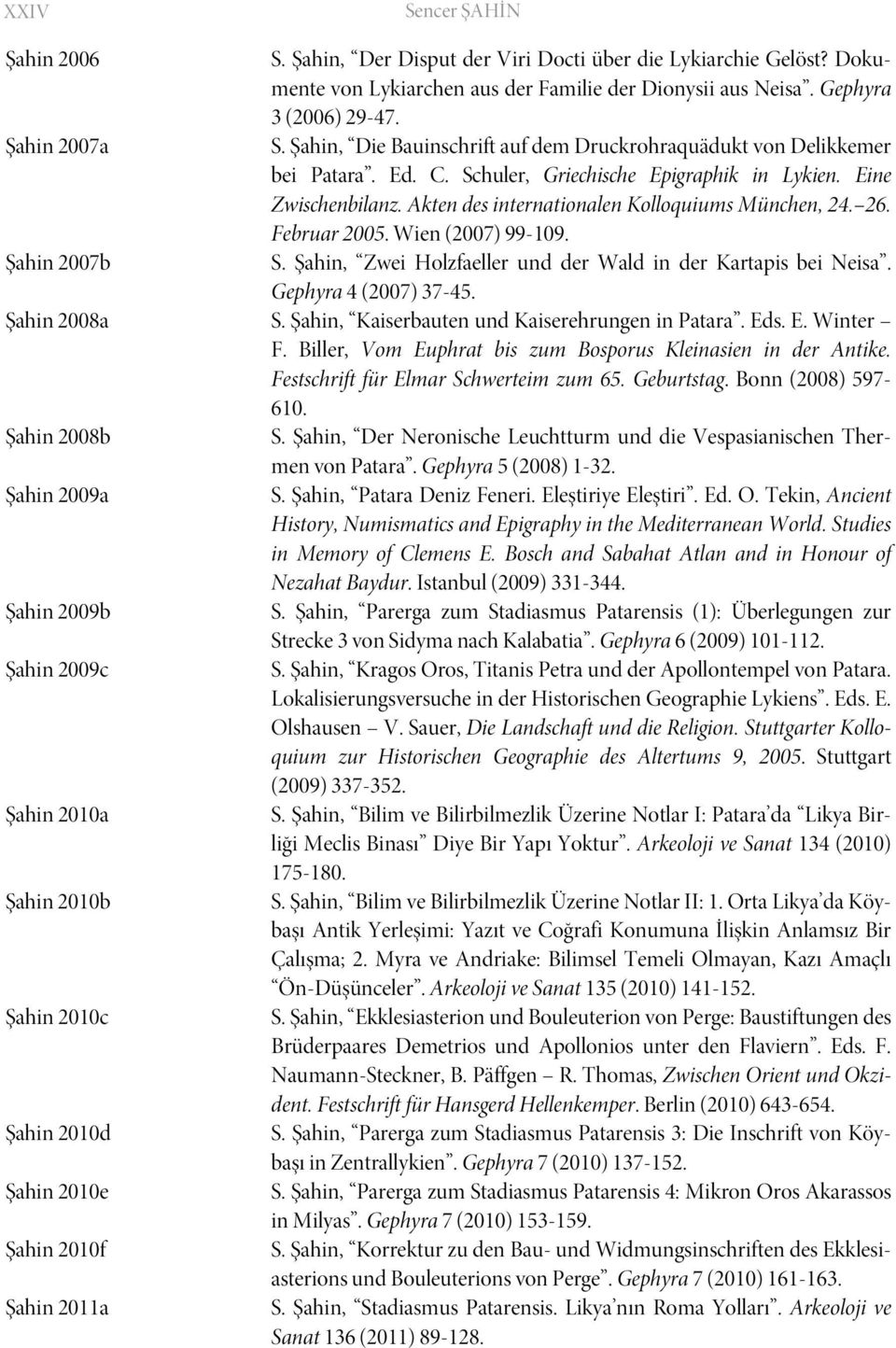 26. Februar 2005. Wien (2007) 99-109. Şahin 2007b S. Şahin, Zwei Holzfaeller und der Wald in der Kartapis bei Neisa. Gephyra 4 (2007) 37-45. Şahin 2008a S.