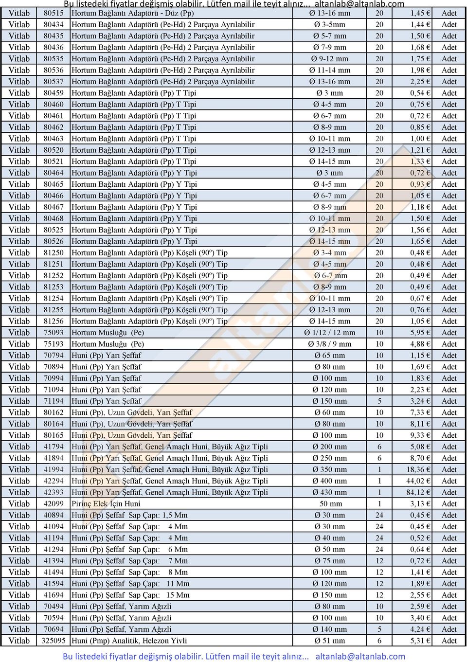 Ayrılabilir Ø 9-12 mm 20 1,75 Adet Vitlab 80536 Hortum Bağlantı Adaptörü (Pe-Hd) 2 Parçaya Ayrılabilir Ø 11-14 mm 20 1,98 Adet Vitlab 80537 Hortum Bağlantı Adaptörü (Pe-Hd) 2 Parçaya Ayrılabilir Ø