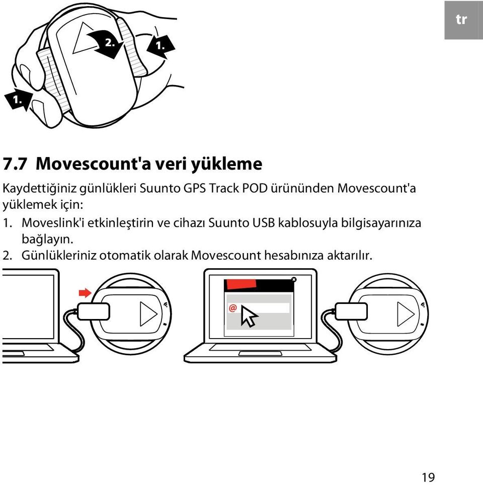 Moveslink'i etkinleştirin ve cihazı Suunto USB kablosuyla