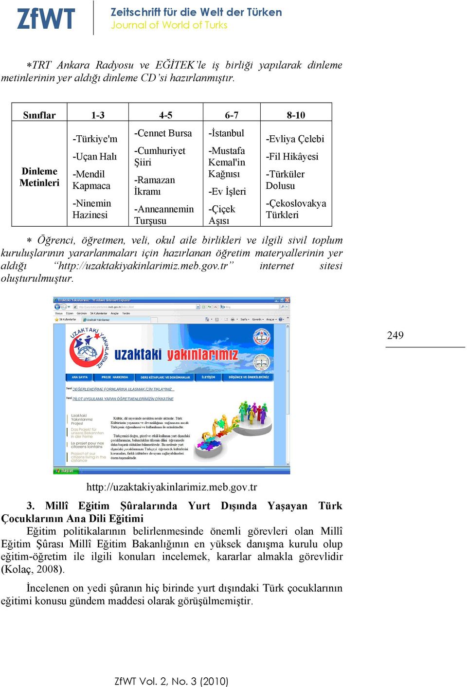 Kağnısı -Ev İşleri -Çiçek Aşısı -Evliya Çelebi -Fil Hikâyesi -Türküler Dolusu -Çekoslovakya Türkleri Öğrenci, öğretmen, veli, okul aile birlikleri ve ilgili sivil toplum kuruluşlarının yararlanmaları