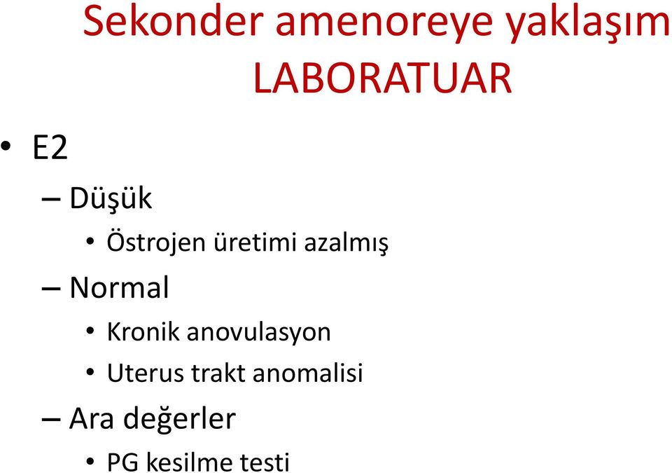 azalmış Normal Kronik anovulasyon