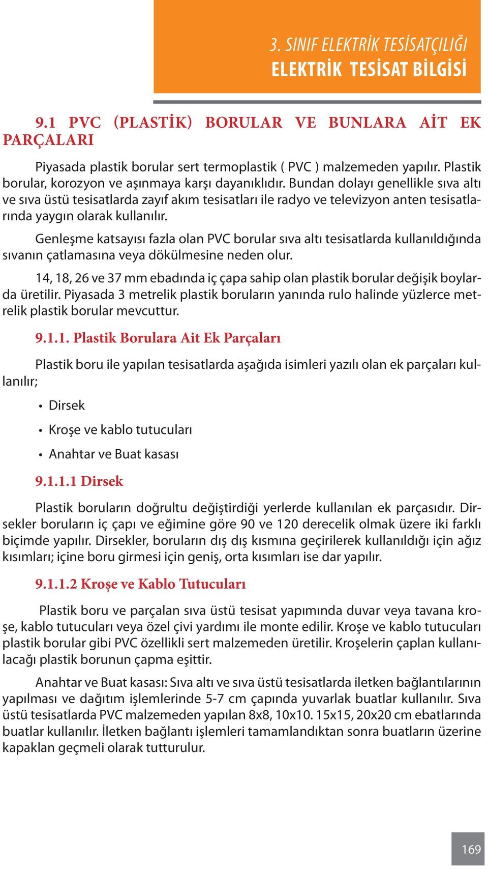 Genleşme katsayısı fazla olan PVC borular sıva altı tesisatlarda kullanıldığında sıvanın çatlamasına veya dökülmesine neden olur.