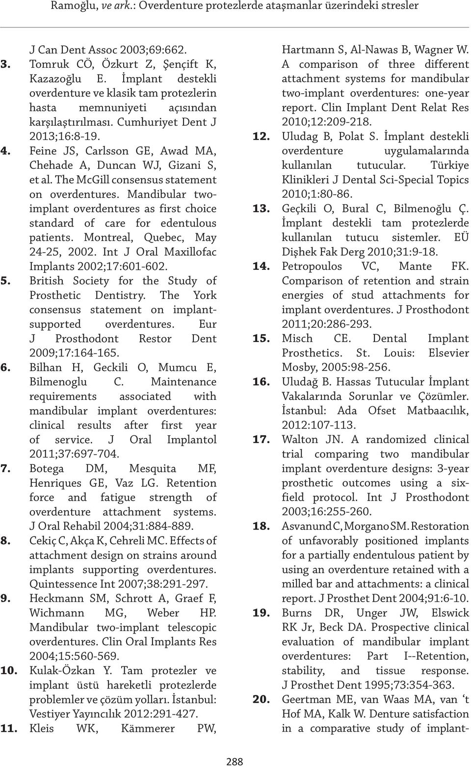 Mandibular twoimplant overdentures as first choice standard of care for edentulous patients. Montreal, Quebec, May 24-25, 2002. Int J Oral Maxillofac Implants 2002;17:601-602. 5.