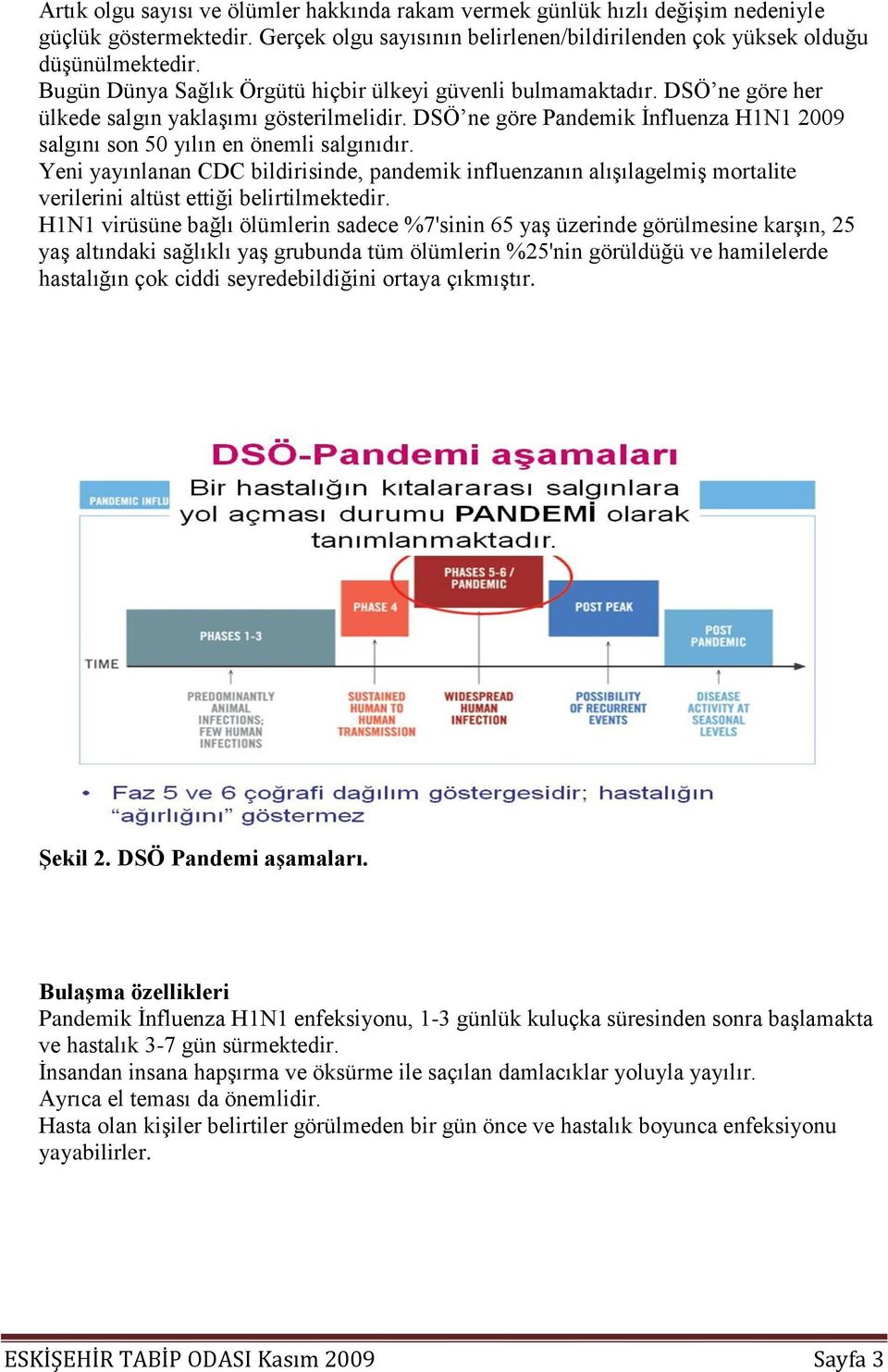 DSÖ ne göre Pandemik İnfluenza H1N1 2009 salgını son 50 yılın en önemli salgınıdır.