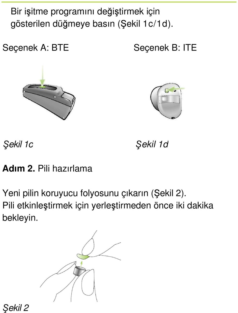 Seçenek A: BTE Seçenek B: ITE Şekil 1c Şekil 1d Adım 2.