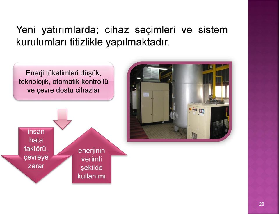 Enerji tüketimleri düşük, teknolojik, otomatik kontrollü