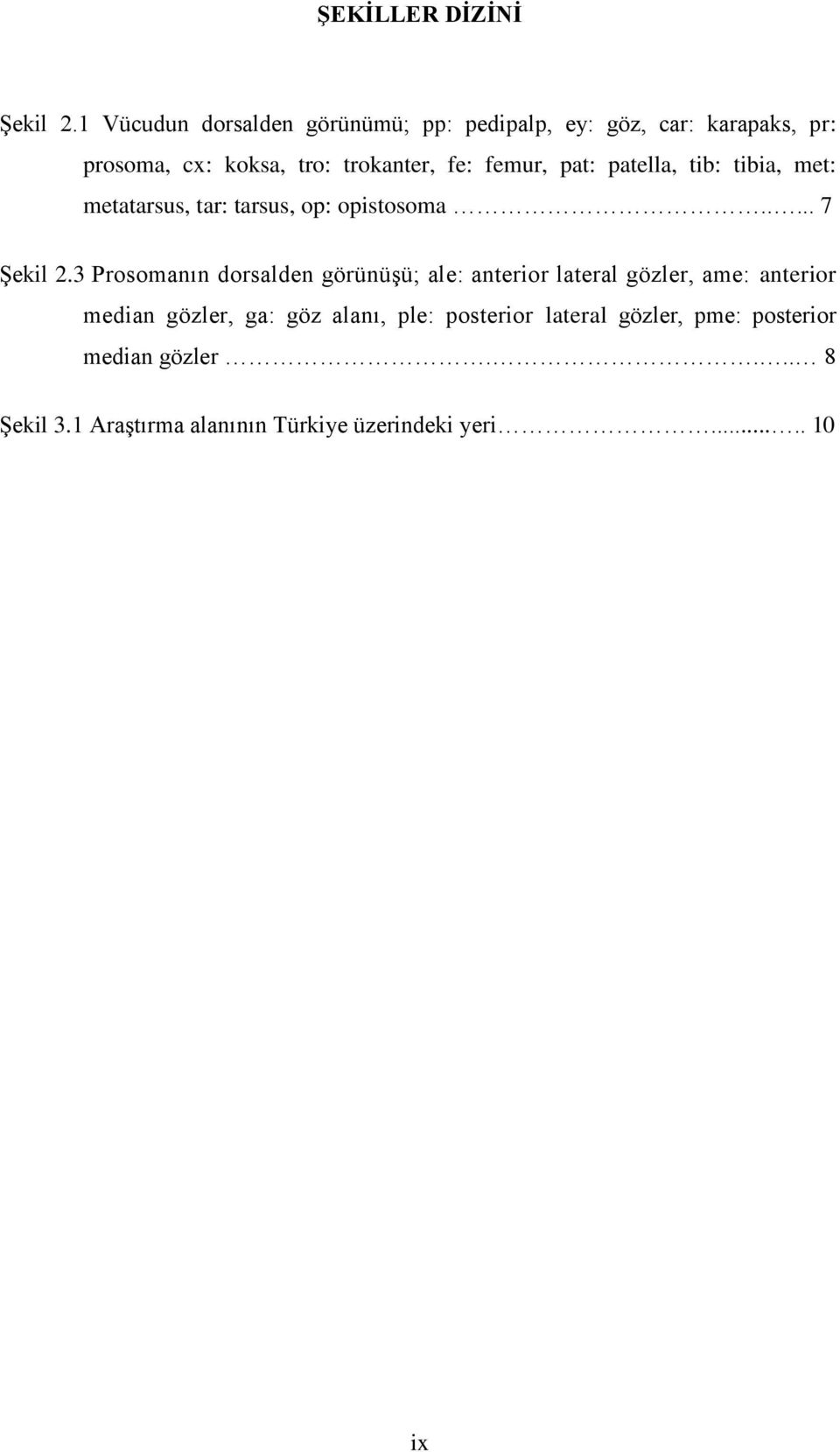 femur, pat: patella, tib: tibia, met: metatarsus, tar: tarsus, op: opistosoma..... 7 ġekil 2.