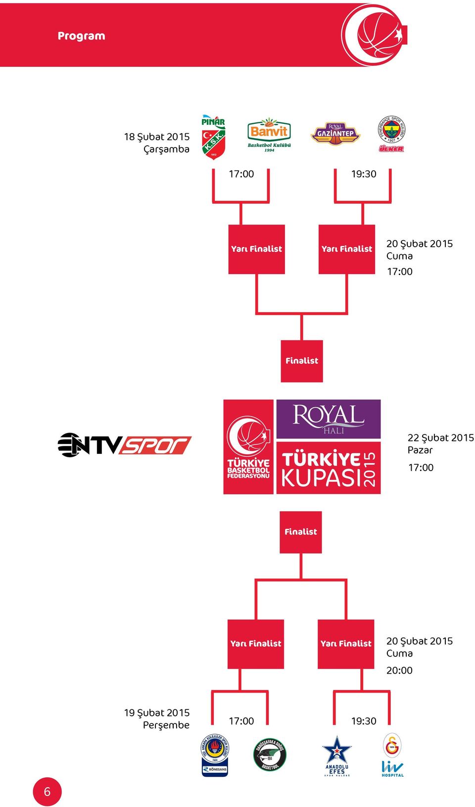 2015 Pazar 17:00 Finalist Yarı Finalist Yarı Finalist 20