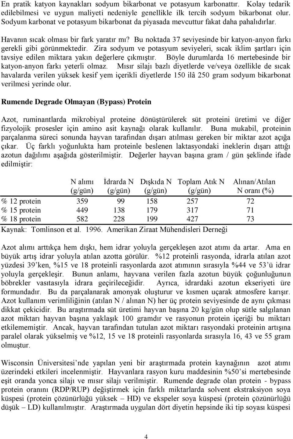 Bu noktada 37 seviyesinde bir katyon-anyon farkı gerekli gibi görünmektedir. Zira sodyum ve potasyum seviyeleri, sıcak iklim şartları için tavsiye edilen miktara yakın değerlere çıkmıştır.