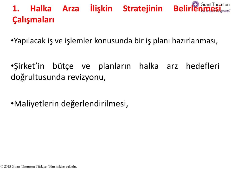 planı hazırlanması, Şirket in bütçe ve planların halka