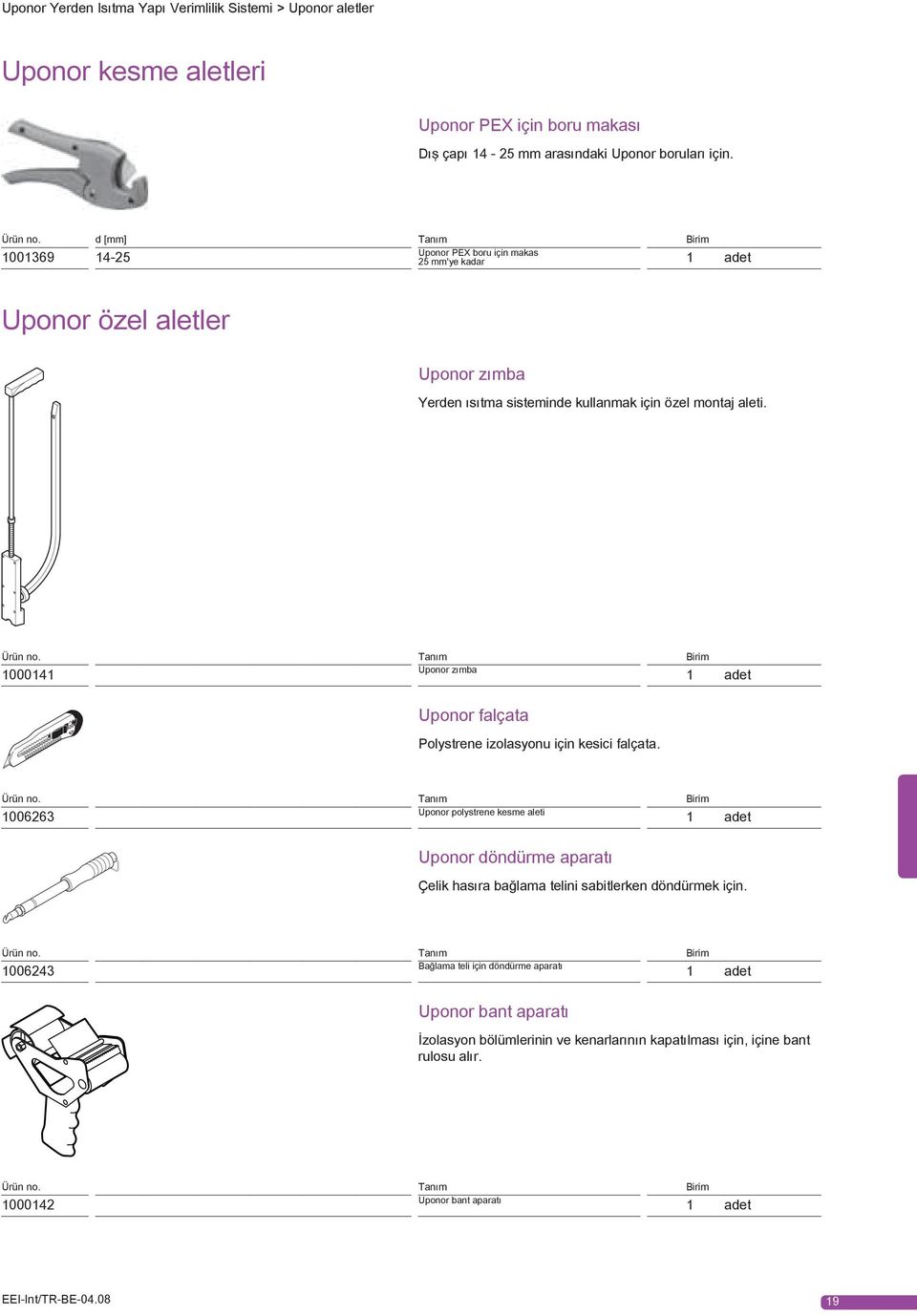 1000141 Uponor zımba 1 adet Uponor falçata Polystrene izolasyonu için kesici falçata.