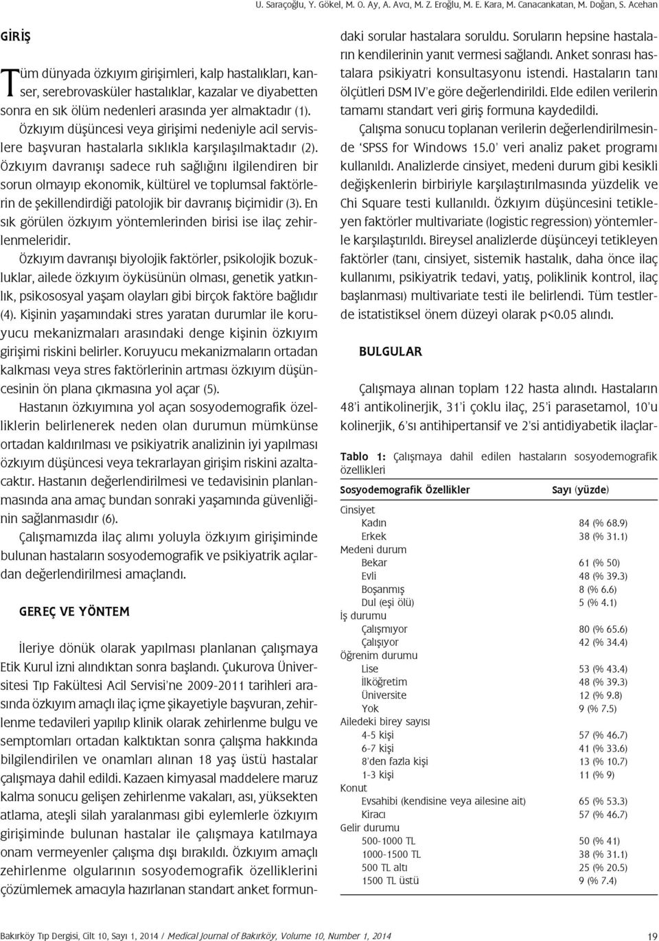 Özkıyım düşüncesi veya girişimi nedeniyle acil servislere başvuran hastalarla sıklıkla karşılaşılmaktadır (2).