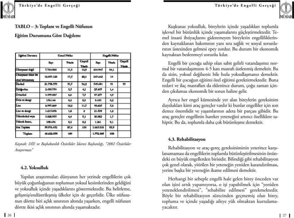 Bu durum bir ekonomik kaynaktan beslenmeyi zorunlu kılar. Engelli bir çocuğa sahip olan sabit gelirli vatandaşımız normal bir vatandaşımızın 4-5 katı masrafı üstlenmiş demektir.