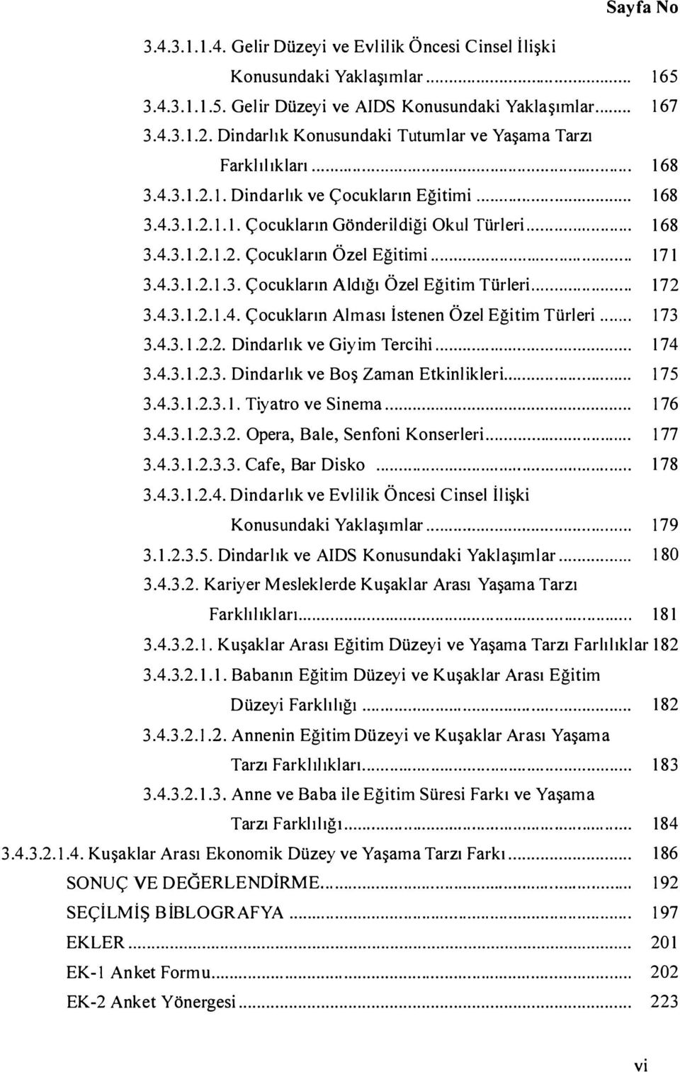 .. ı 71 3.4.3.1.2. 1.3. Çocukların Aldığı Özel Eğitim Türleri... 172 3.4.3.1.2. 1.4. Çocukların Alması istenen Özel Eğitim Türleri...... 173 3.4.3. ı.2.2. Dindarlık ve Giyim Tercihi.................. ı 74 3.