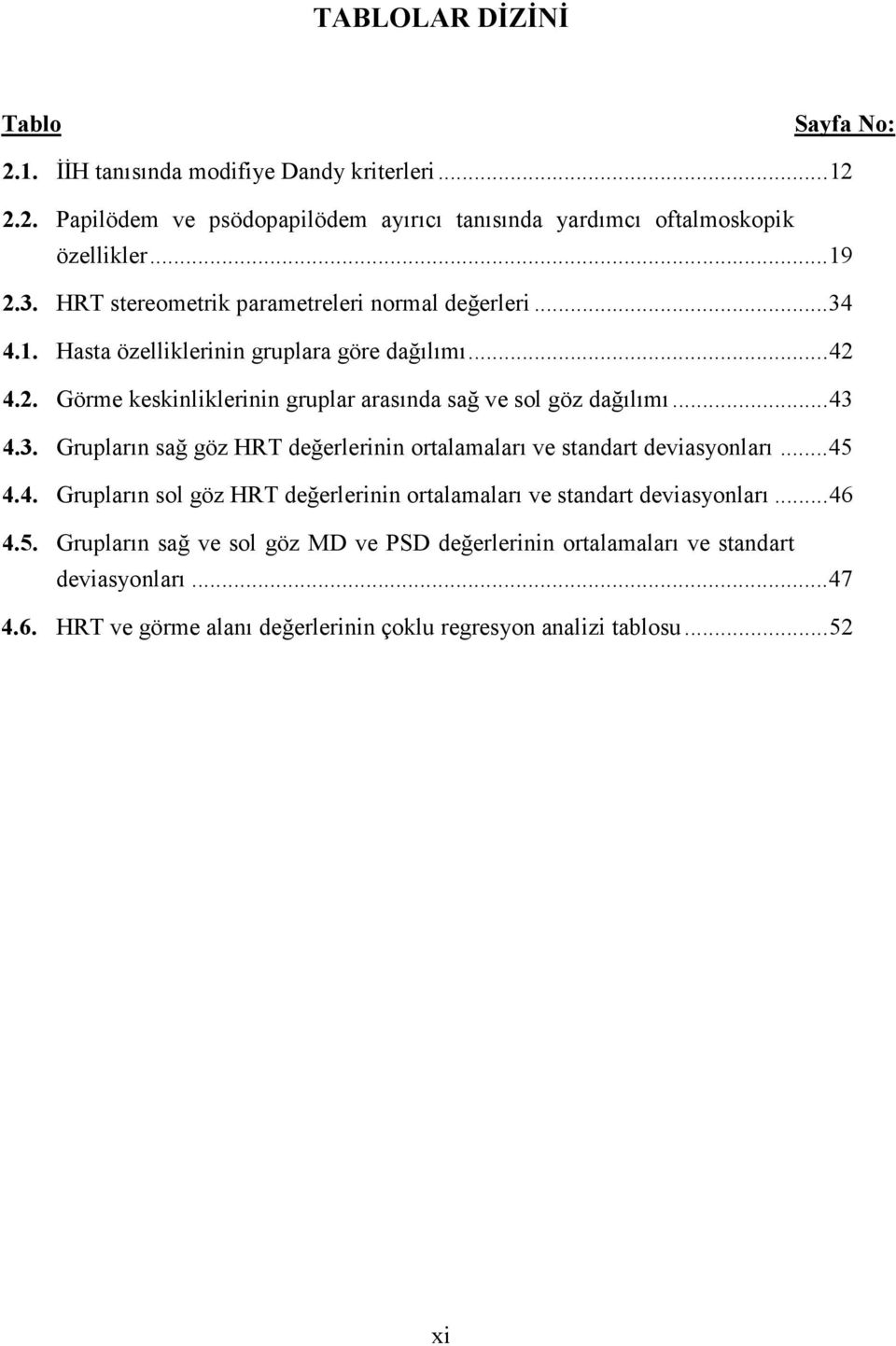 ..43 4.3. Grupların sağ göz HRT değerlerinin ortalamaları ve standart deviasyonları...45 4.4. Grupların sol göz HRT değerlerinin ortalamaları ve standart deviasyonları...46 4.