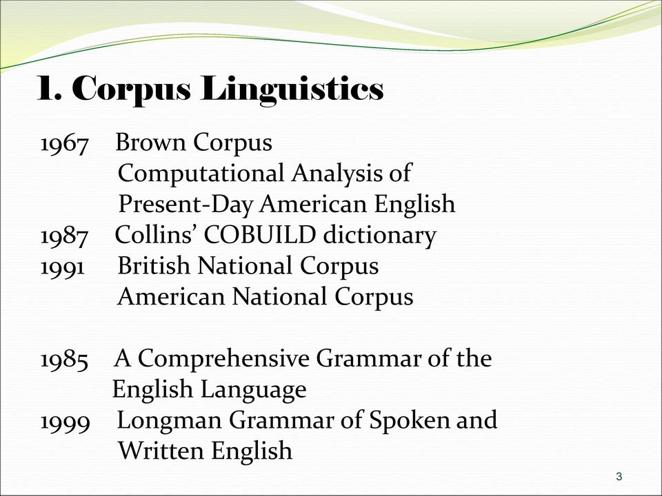 British National Corpus American National Corpus 1985 A Comprehensive