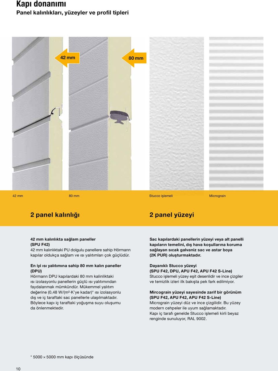 En iyi ısı yalıtımına sahip 80 mm kalın paneller (DPU) Hörmann DPU kapılardaki 80 mm kalinliktaki ısı izolasyonlu panellerin güçlü ısı yalıtımından faydalanmak mümkündür.