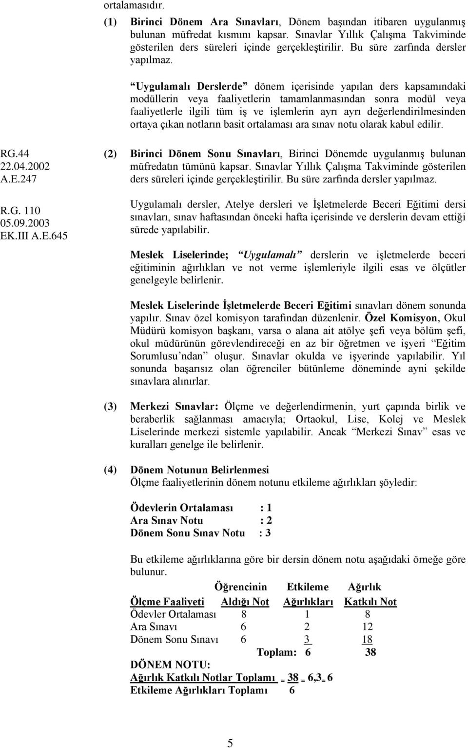 Uygulamalı Derslerde dönem içerisinde yapılan ders kapsamındaki modüllerin veya faaliyetlerin tamamlanmasından sonra modül veya faaliyetlerle ilgili tüm iş ve işlemlerin ayrı ayrı