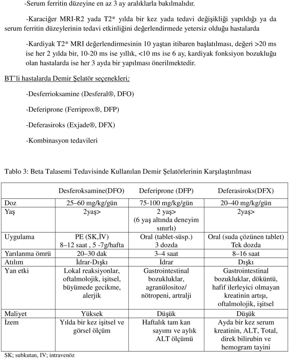 değerlendirmesinin 10 yaştan itibaren başlatılması, değeri >20 ms ise her 2 yılda bir, 10-20 ms ise yıllık, <10 ms ise 6 ay, kardiyak fonksiyon bozukluğu olan hastalarda ise her 3 ayda bir yapılması