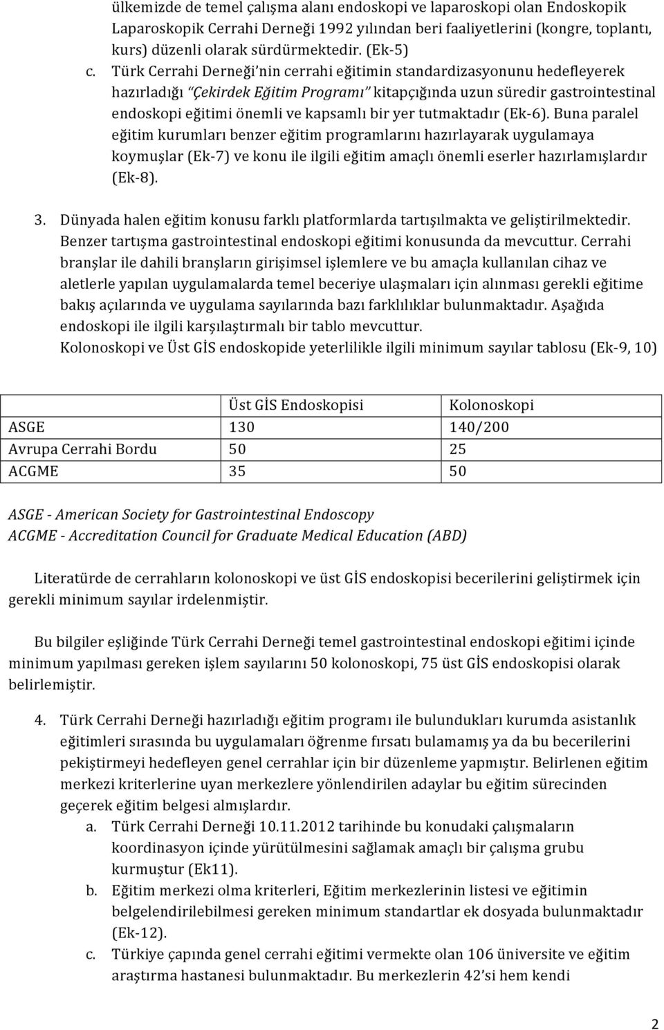 Türk Cerrahi Derneği nin cerrahi eğitimin standardizasyonunu hedefleyerek hazırladığı Çekirdek Eğitim Programı kitapçığında uzun süredir gastrointestinal endoskopi eğitimi önemli ve kapsamlı bir yer