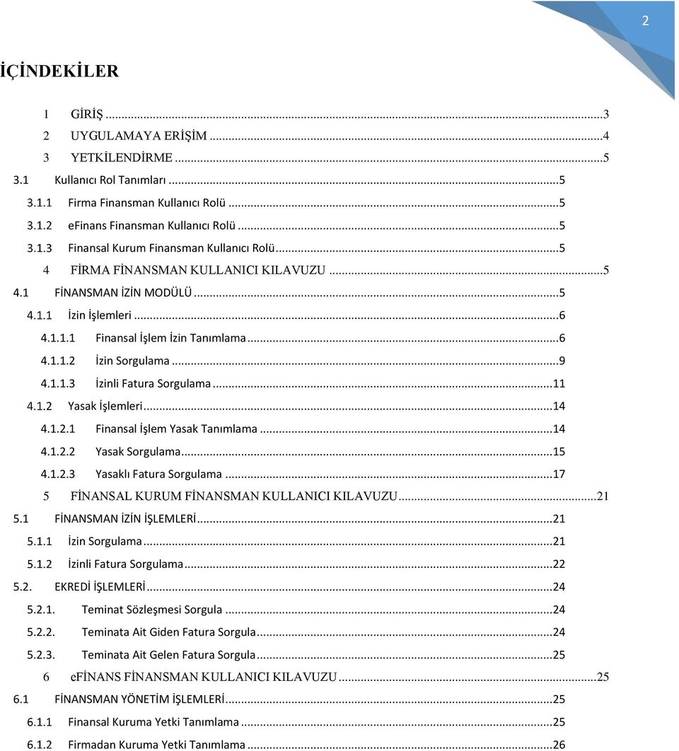 .. 9 4.1.1.3 İzinli Fatura Sorgulama... 11 Yasak İşlemleri... 14 4.1.2.1 Finansal İşlem Yasak Tanımlama... 14 4.1.2.2 Yasak Sorgulama... 15 4.1.2.3 Yasaklı Fatura Sorgulama.