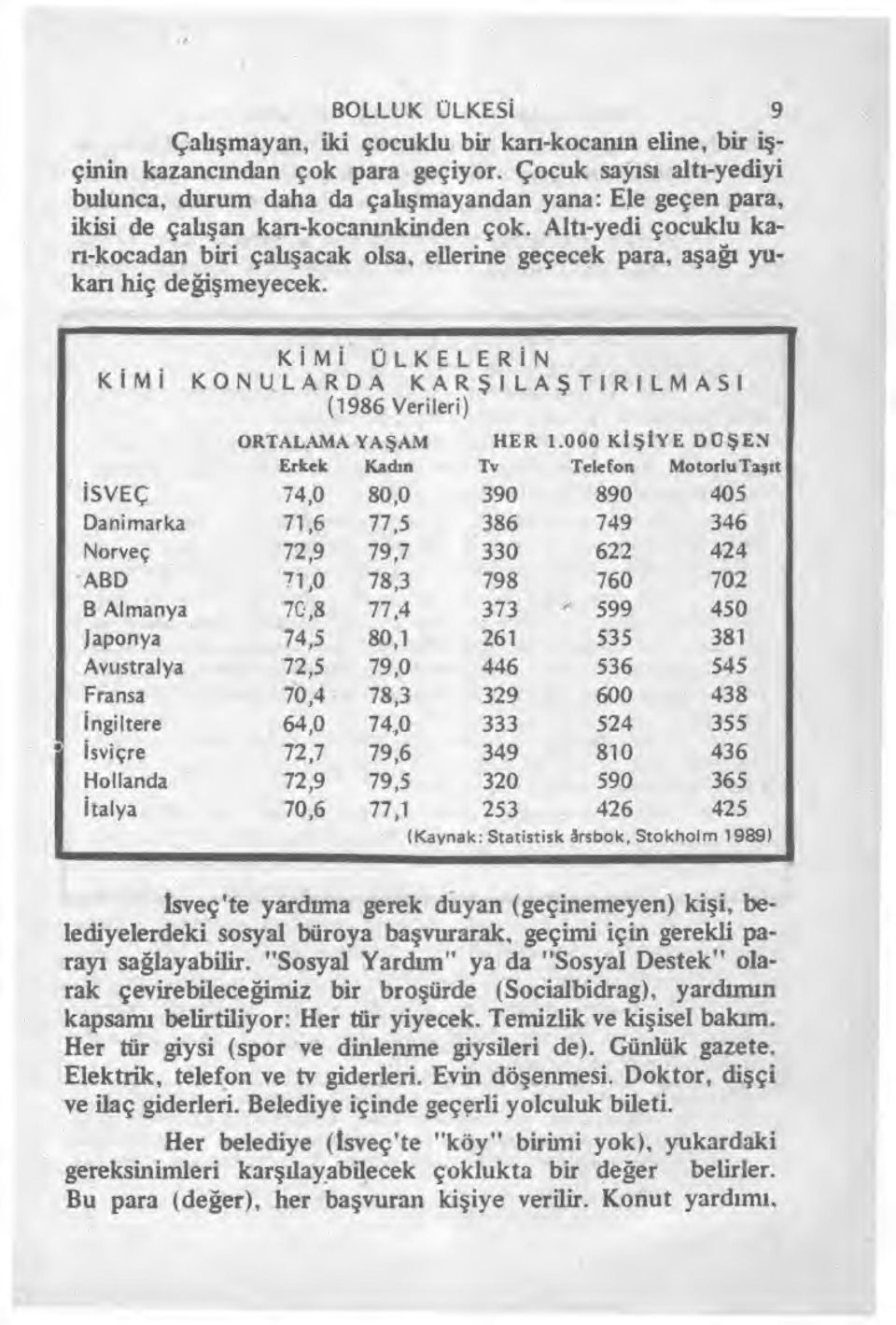 Alt ı-yedi çocuklu kan-kocadan biri çal ışacak olsa, ellerine geçecek para, a şağı yukarı hiç de ğişmeyecek.