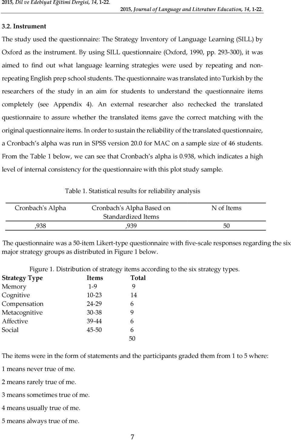 The questionnaire was translated into Turkish by the researchers of the study in an aim for students to understand the questionnaire items completely (see Appendix 4).