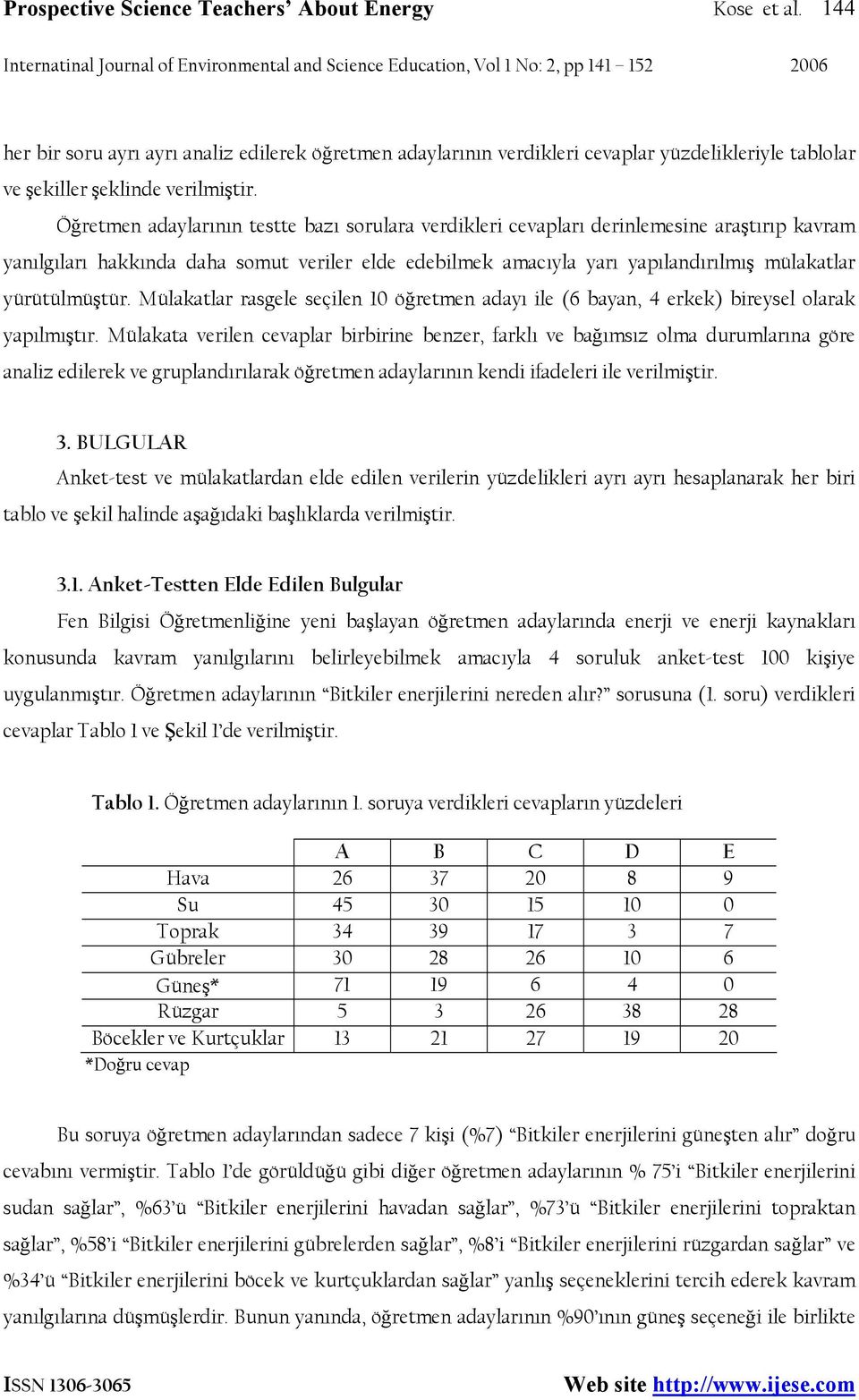 yürütülmüştür. Mülakatlar rasgele seçilen 10 öğretmen adayı ile (6 bayan, 4 erkek) bireysel olarak yapılmıştır.