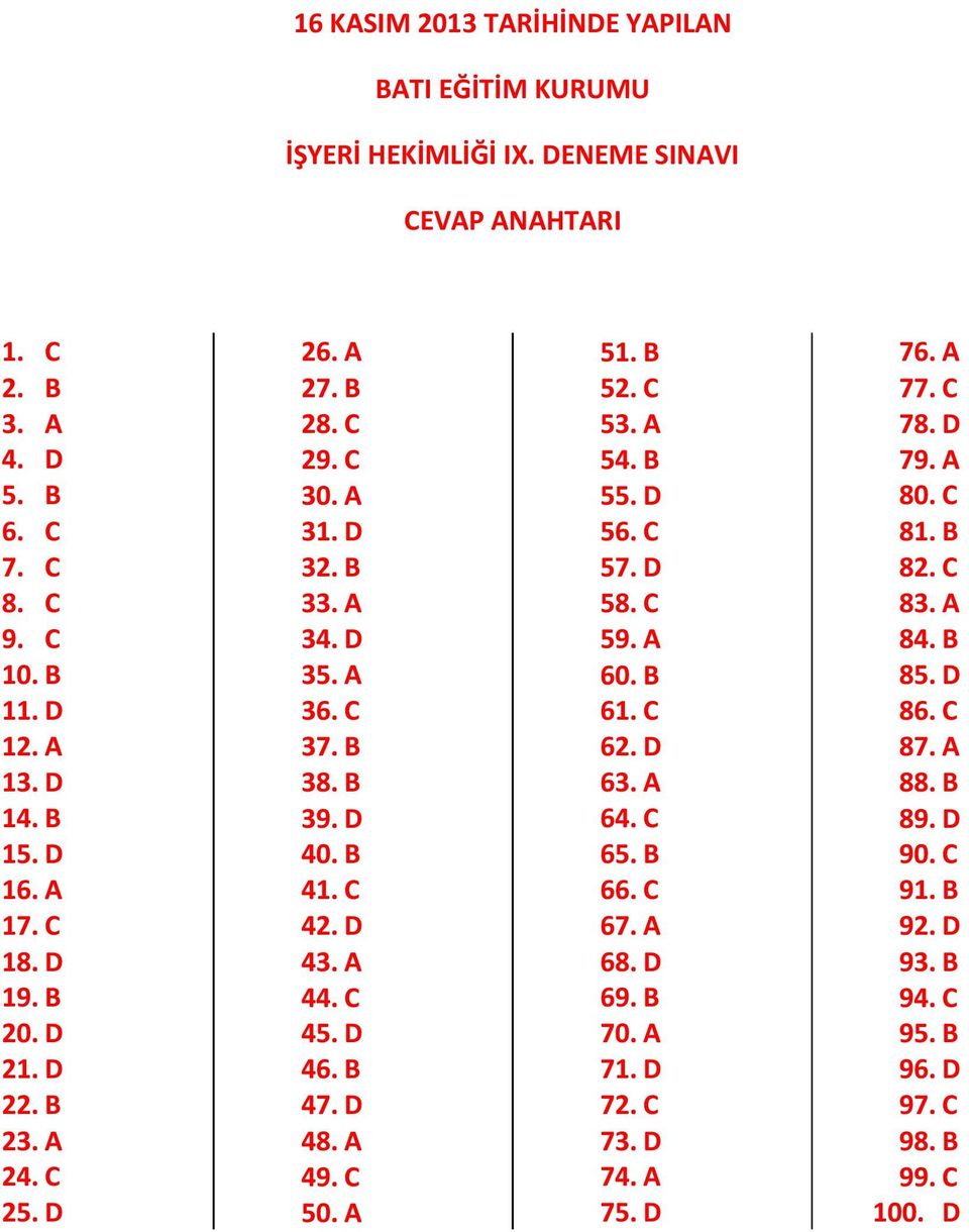 A 44. C 45. D 46. B 47. D 48. A 49. C 50. A 51. B 52. C 53. A 54. B 55. D 56. C 57. D 58. C 59. A 60. B 61. C 62. D 63. A 64. C 65. B 66. C 67. A 68. D 69. B 70. A 71. D 72.