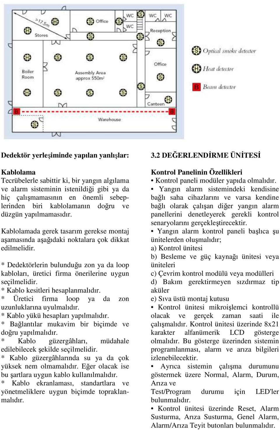 * Dedektörlerin bulunduğu zon ya da loop kabloları, üretici firma önerilerine uygun seçilmelidir. * Kablo kesitleri hesaplanmalıdır. * Üretici firma loop ya da zon uzunluklarına uyulmalıdır.