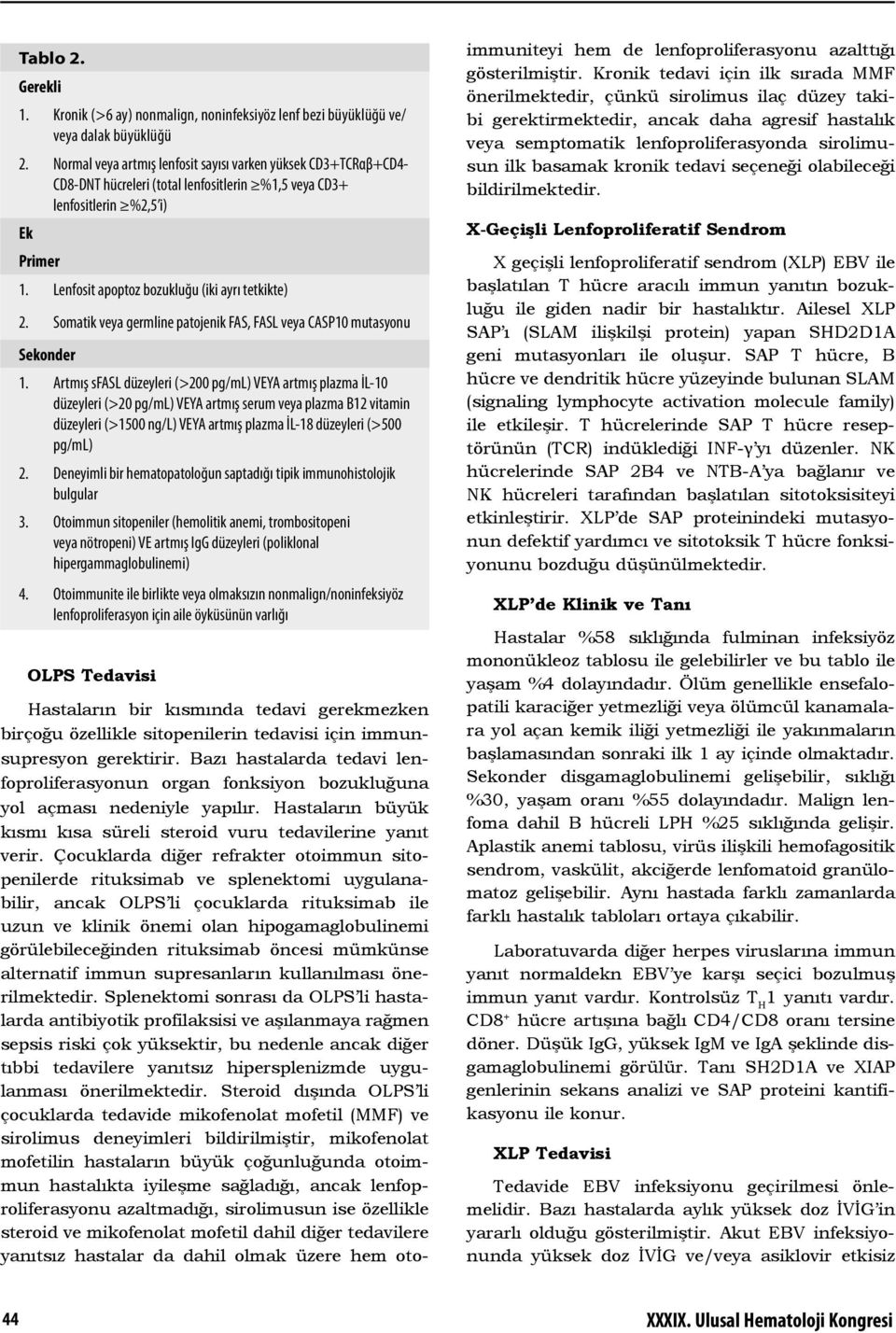 Lenfosit apoptoz bozukluğu (iki ayrı tetkikte) 2. Somatik veya germline patojenik FAS, FASL veya CASP10 mutasyonu Sekonder 1.