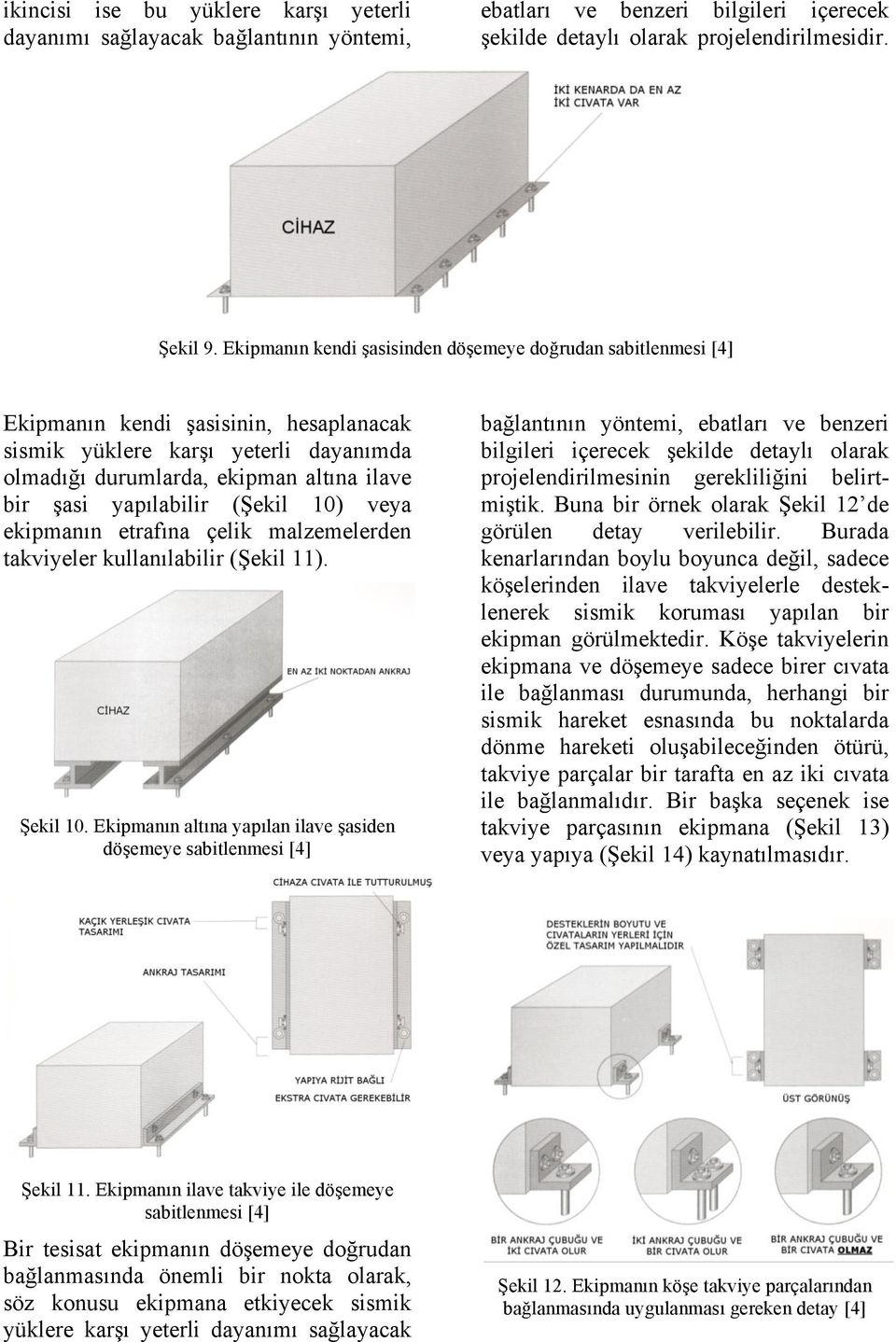 yapılabilir (Şekil 10) veya ekipmanın etrafına çelik malzemelerden takviyeler kullanılabilir (Şekil 11). Şekil 10.