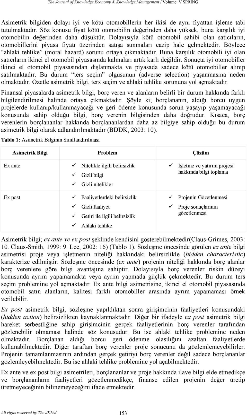 Dolayısıyla kötü otomobil sahibi olan satıcıların, otomobillerini piyasa fiyatı üzerinden satışa sunmaları cazip hale gelmektedir. Böylece ahlaki tehlike (moral hazard) sorunu ortaya çıkmaktadır.