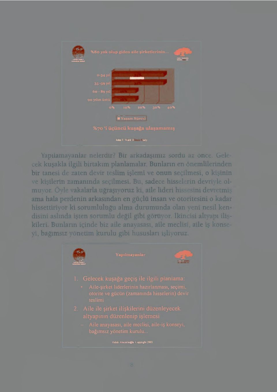 Bunların en önemlilerinden bir tanesi de zaten devir teslim işlemi ve onun seçilmesi, o kişinin ve kişilerin zamanında seçilmesi. Bu, sadece hisselerin devriyle olmuyor.