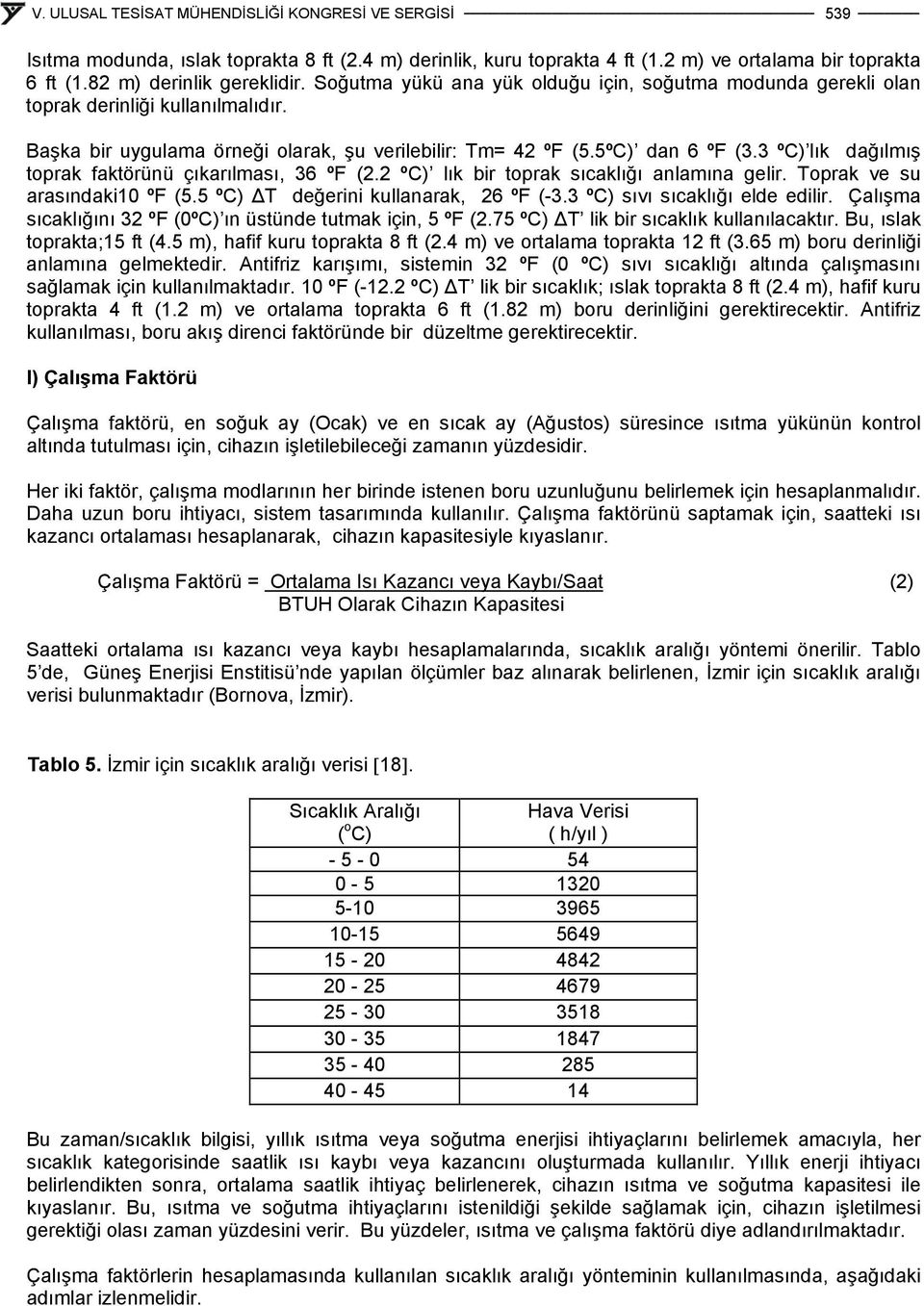 3 ºC) lık dağılmış toprak faktörünü çıkarılması, 36 ºF (2.2 ºC) lık bir toprak sıcaklığı anlamına gelir. Toprak ve su arasındaki10 ºF (5.5 ºC) ΔT değerini kullanarak, 26 ºF (-3.