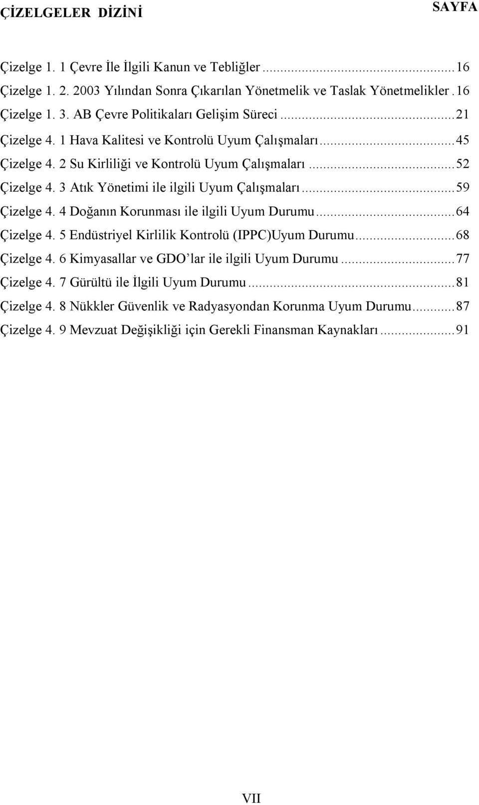 3 Atık Yönetimi ile ilgili Uyum Çalışmaları...59 Çizelge 4. 4 Doğanın Korunması ile ilgili Uyum Durumu...64 Çizelge 4. 5 Endüstriyel Kirlilik Kontrolü (IPPC)Uyum Durumu...68 Çizelge 4.