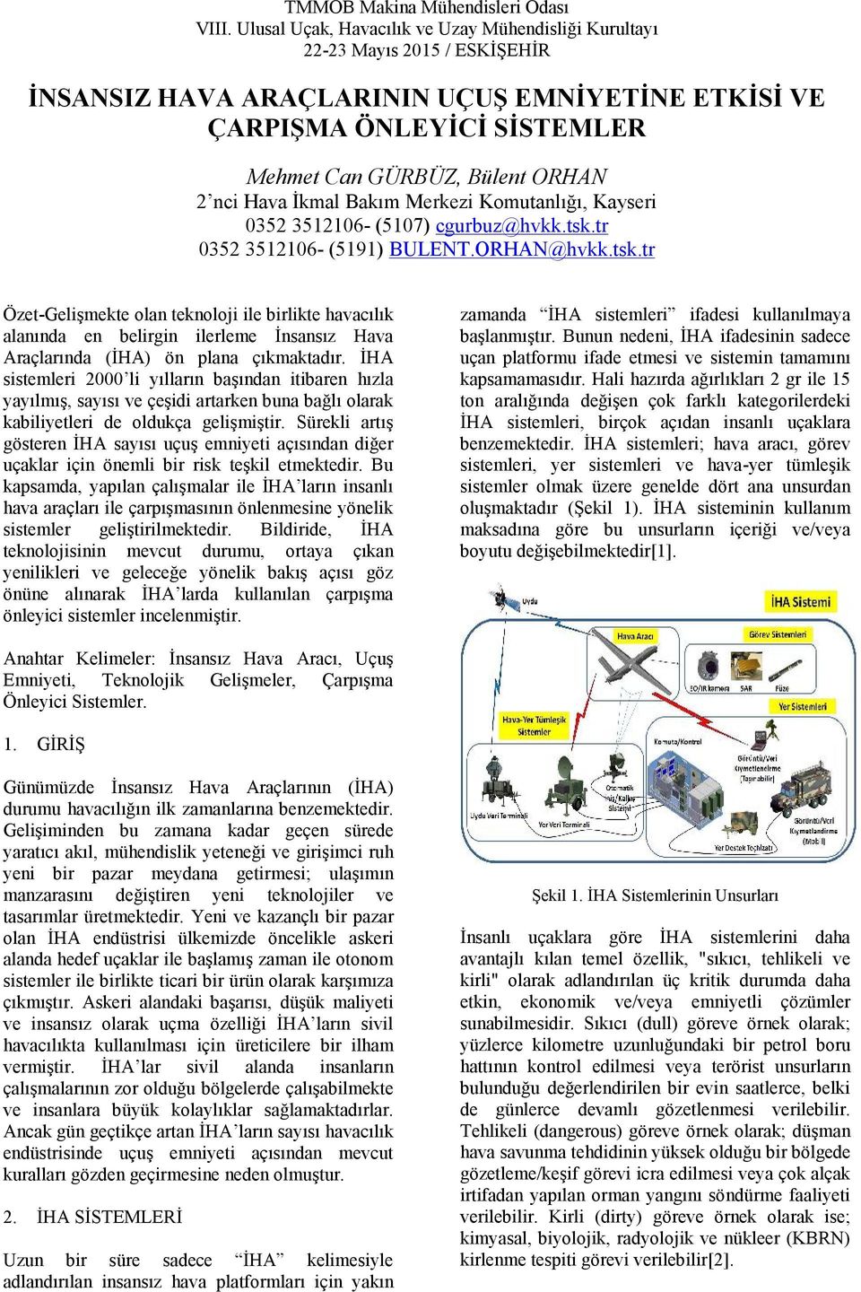 nci Hava İkmal Bakım Merkezi Komutanlığı, Kayseri 0352 3512106- (5107) cgurbuz@hvkk.tsk.