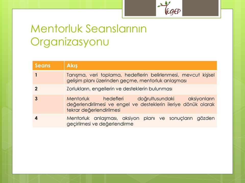 3 Mentorluk hedefleri doğrultusundaki aksiyonların değerlendirilmesi ve engel ve desteklerin ileriye dönük