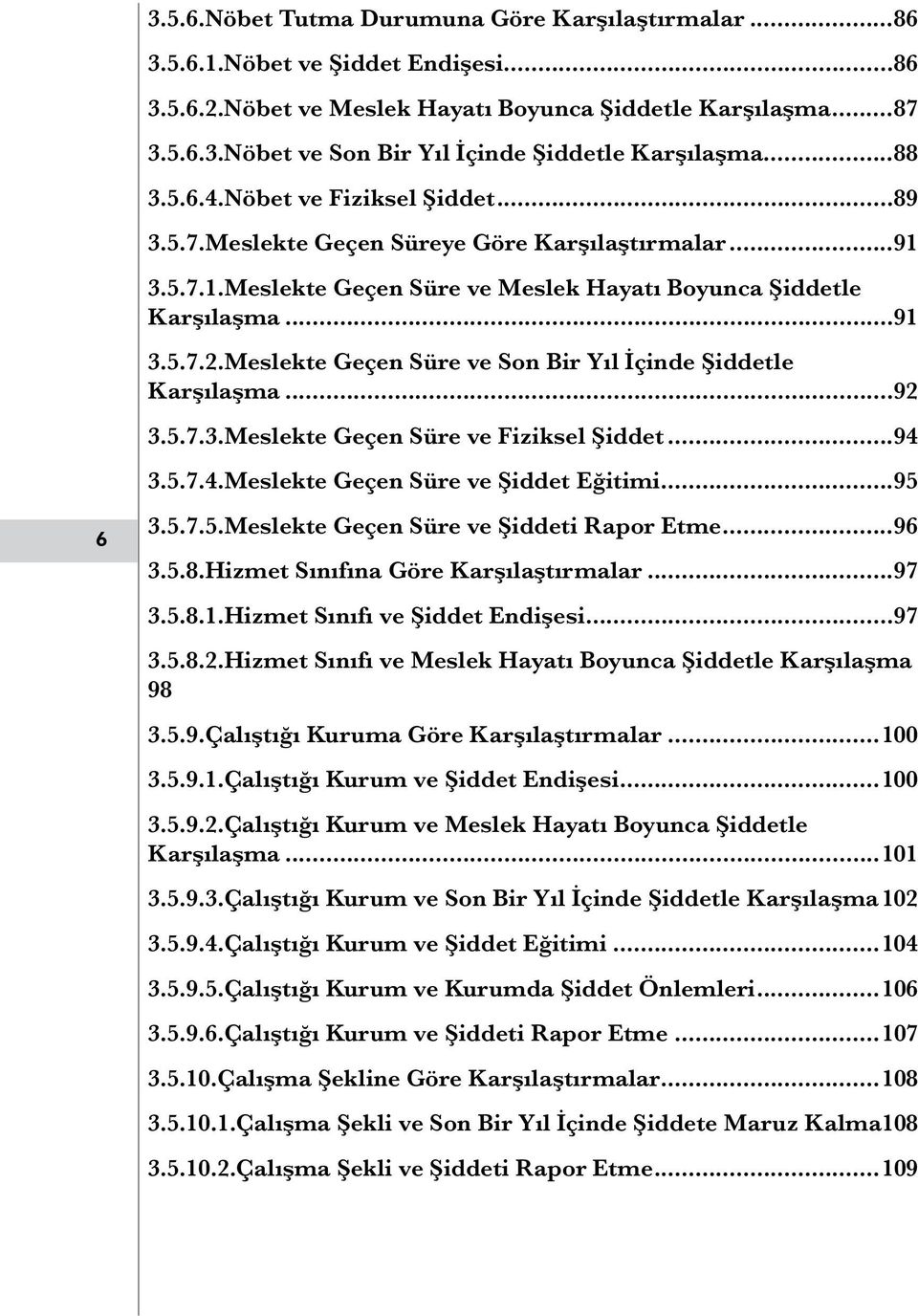 Meslekte Geçen Süre ve Son Bir Yıl İçinde Şiddetle Karşılaşma...92 3.5.7.3.Meslekte Geçen Süre ve Fiziksel Şiddet...94 3.5.7.4.Meslekte Geçen Süre ve Şiddet Eğitimi...95 6 3.5.7.5.Meslekte Geçen Süre ve Şiddeti Rapor Etme.