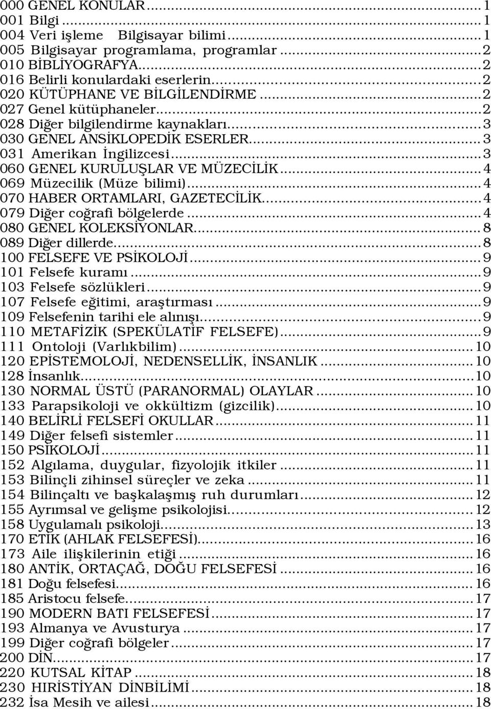 ..3 060 GENEL KURULUÞLAR VE M ZECÜLÜK...4 069 MŸzecilik (MŸze bilimi)...4 070 HABER ORTAMLARI, GAZETECÜLÜK...4 079 DiÛer coûrafi bšlgelerde...4 080 GENEL KOLEKSÜYONLAR... 8 089 DiÛer dillerde.