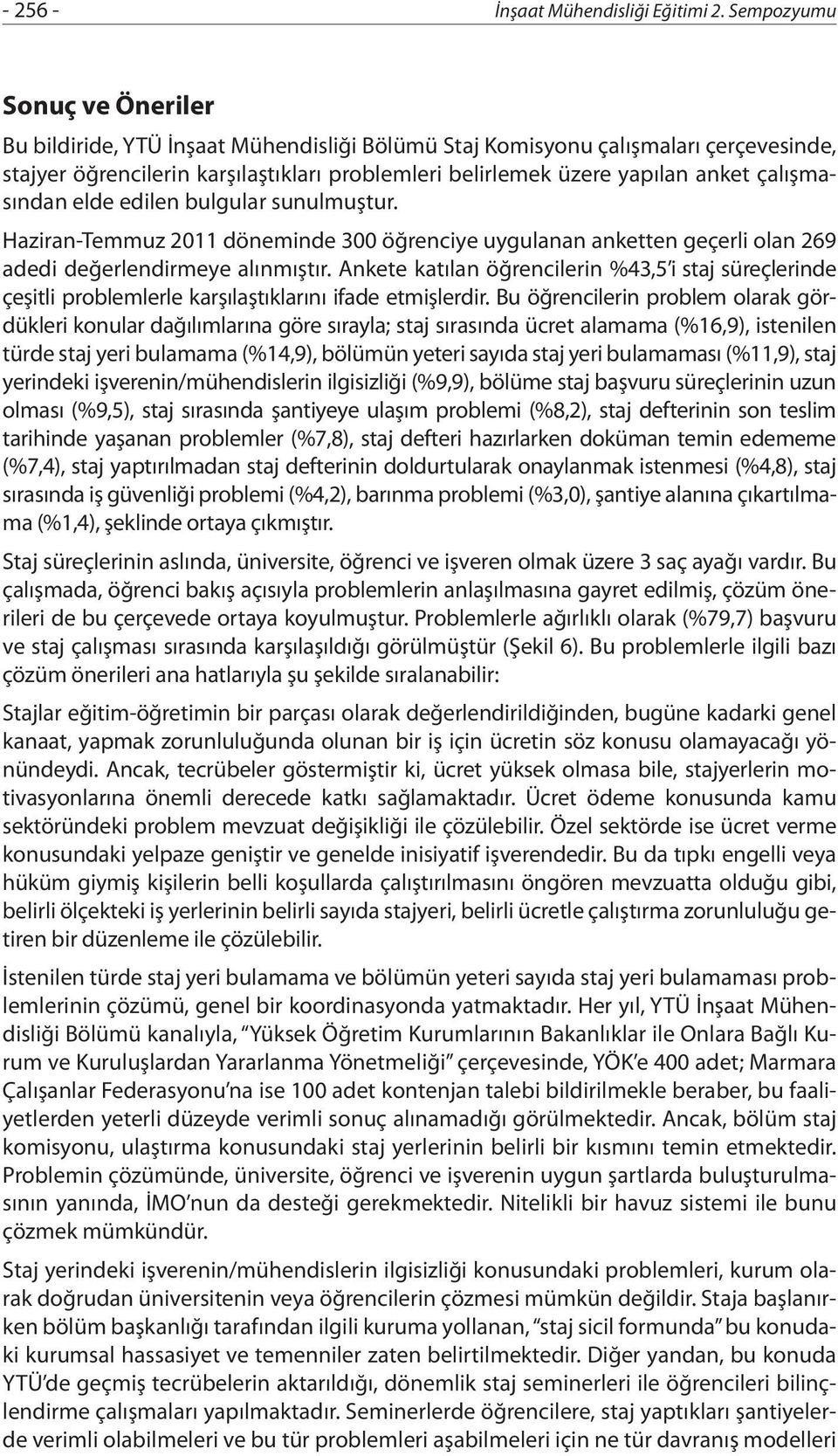 çalışmasından elde edilen bulgular sunulmuştur. Haziran-Temmuz 2011 döneminde 300 öğrenciye uygulanan anketten geçerli olan 269 adedi değerlendirmeye alınmıştır.