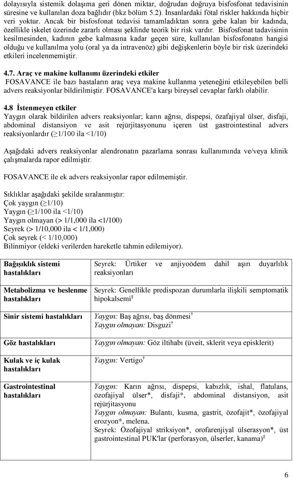 Bisfosfonat tadavisinin kesilmesinden, kadının gebe kalmasına kadar geçen süre, kullanılan bisfosfonatın hangisi olduğu ve kullanılma yolu (oral ya da intravenöz) gibi değişkenlerin böyle bir risk