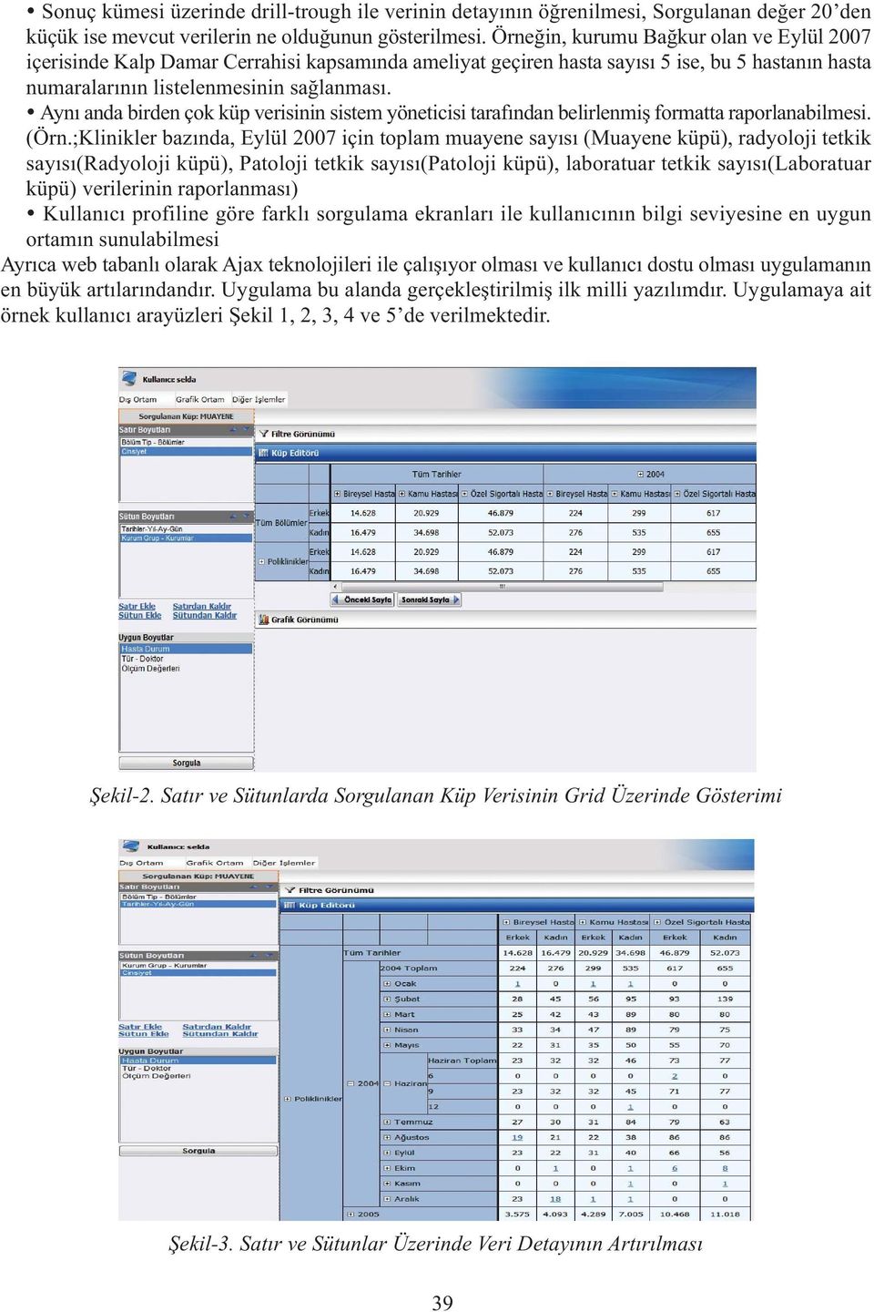 Aynı anda birden çok küp verisinin sistem yöneticisi tarafından belirlenmiş formatta raporlanabilmesi. (Örn.