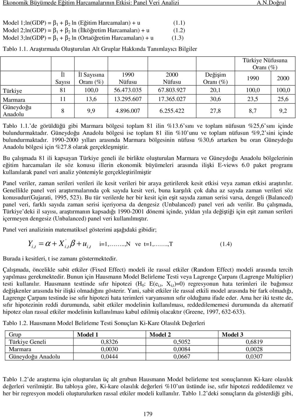 1. Araştırmada Oluşturulan Alt Gruplar Hakkında Tanımlayıcı Bilgiler Türkiye Nüfusuna Oranı (%) Đl Đl Sayısına 1990 2000 Değişim 1990 2000 Sayısı Oranı (%) Nüfusu Nüfusu Oranı (%) Türkiye 81 100,0 56.