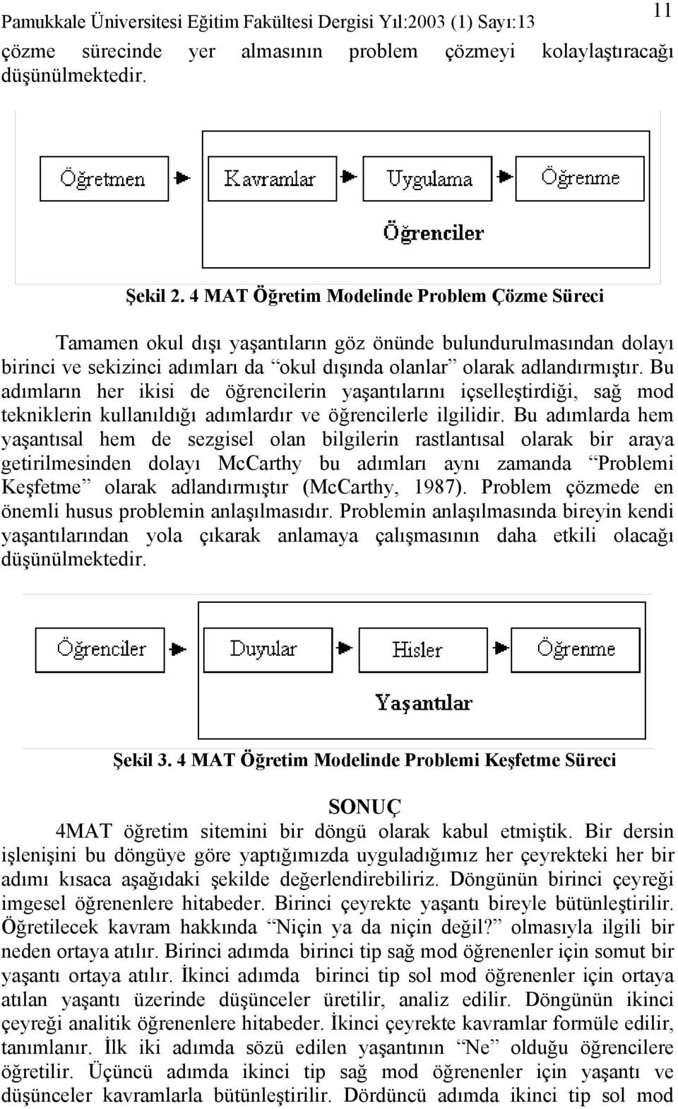 Bu adımların her ikisi de öğrencilerin yaşantılarını içselleştirdiği, sağ mod tekniklerin kullanıldığı adımlardır ve öğrencilerle ilgilidir.