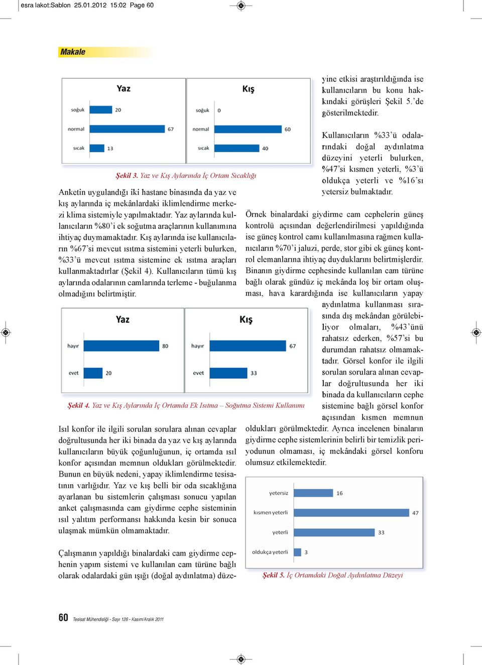 Yaz aylarında kullanıcıların %80 i ek soğutma araçlarının kullanımına ihtiyaç duymamaktadır.