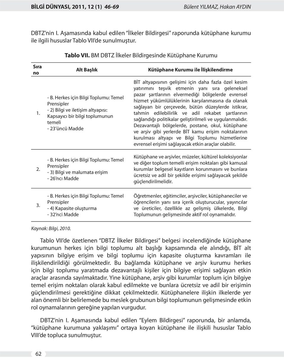 Herkes için Bilgi Toplumu: Temel Prensipler - 2) Bilgi ve iletişim altyapısı: Kapsayıcı bir bilgi toplumunun temeli - 23 üncü Madde - B.