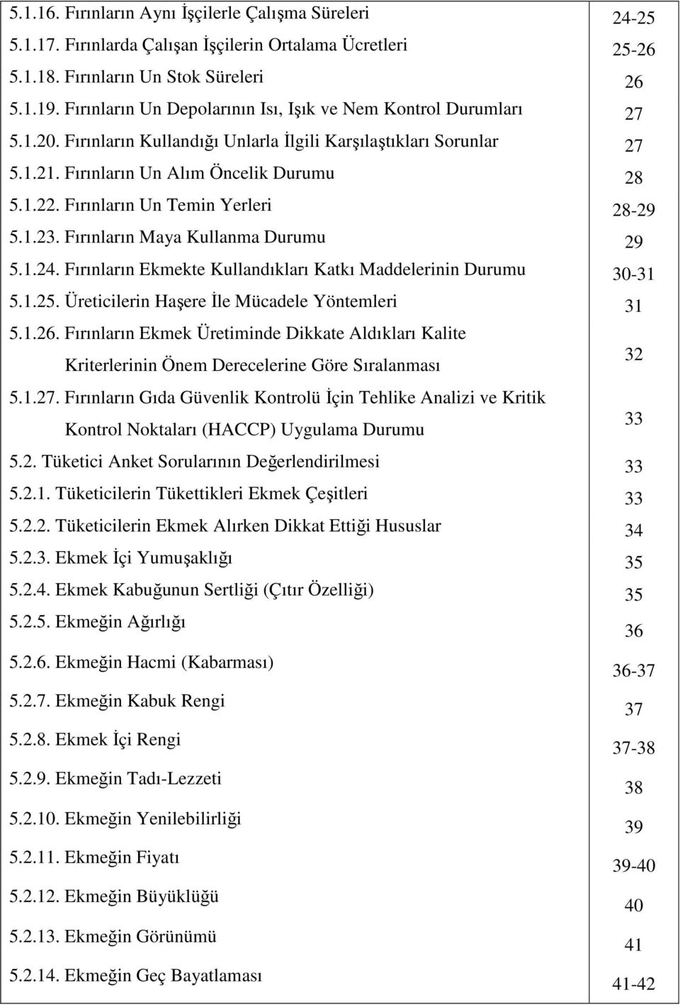 Fırınların Un Temin Yerleri 28-29 5.1.23. Fırınların Maya Kullanma Durumu 29 5.1.24. Fırınların Ekmekte Kullandıkları Katkı Maddelerinin Durumu 30-31 5.1.25.