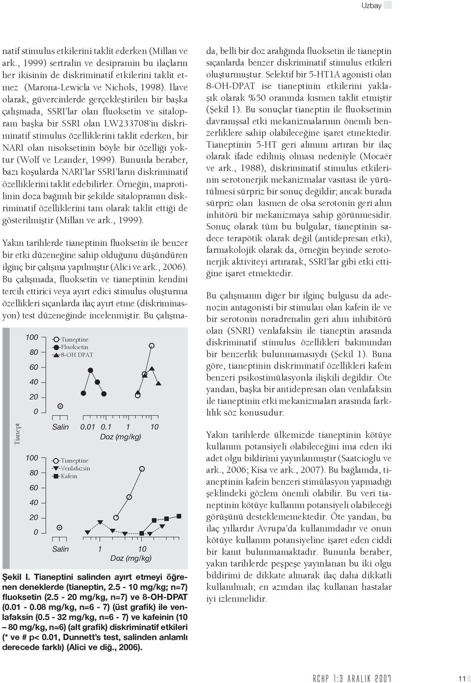 olan nisoksetinin böyle bir özelliği yoktur (Wolf ve Leander, 1999). Bununla beraber, bazı koşularda NARI lar SSRI ların diskriminatif özelliklerini taklit edebilirler.