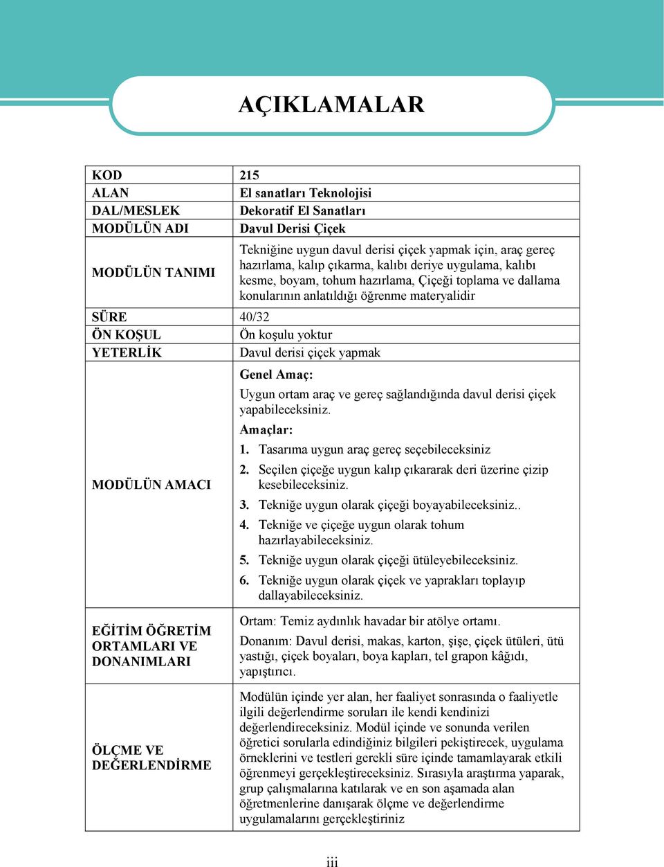 dallama konularının anlatıldığı öğrenme materyalidir Genel Amaç: Uygun ortam araç ve gereç sağlandığında davul derisi çiçek yapabileceksiniz. Amaçlar: 1. Tasarıma uygun araç gereç seçebileceksiniz 2.